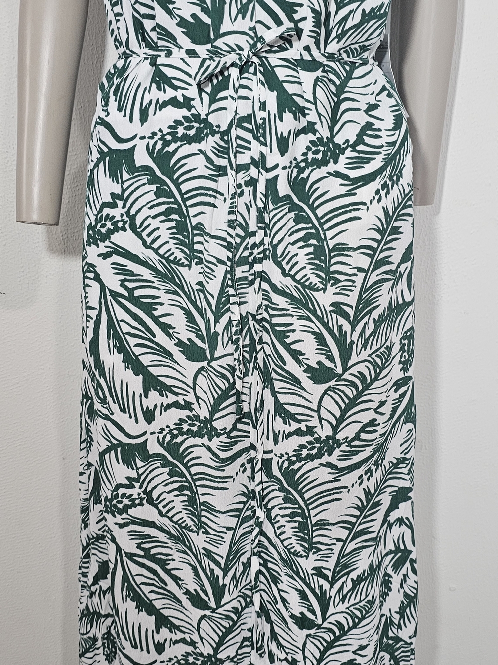 Harlyn Anthropologie Palm Leaf Maxi Dress Size S Green White Tropical - Picture 3 of 13